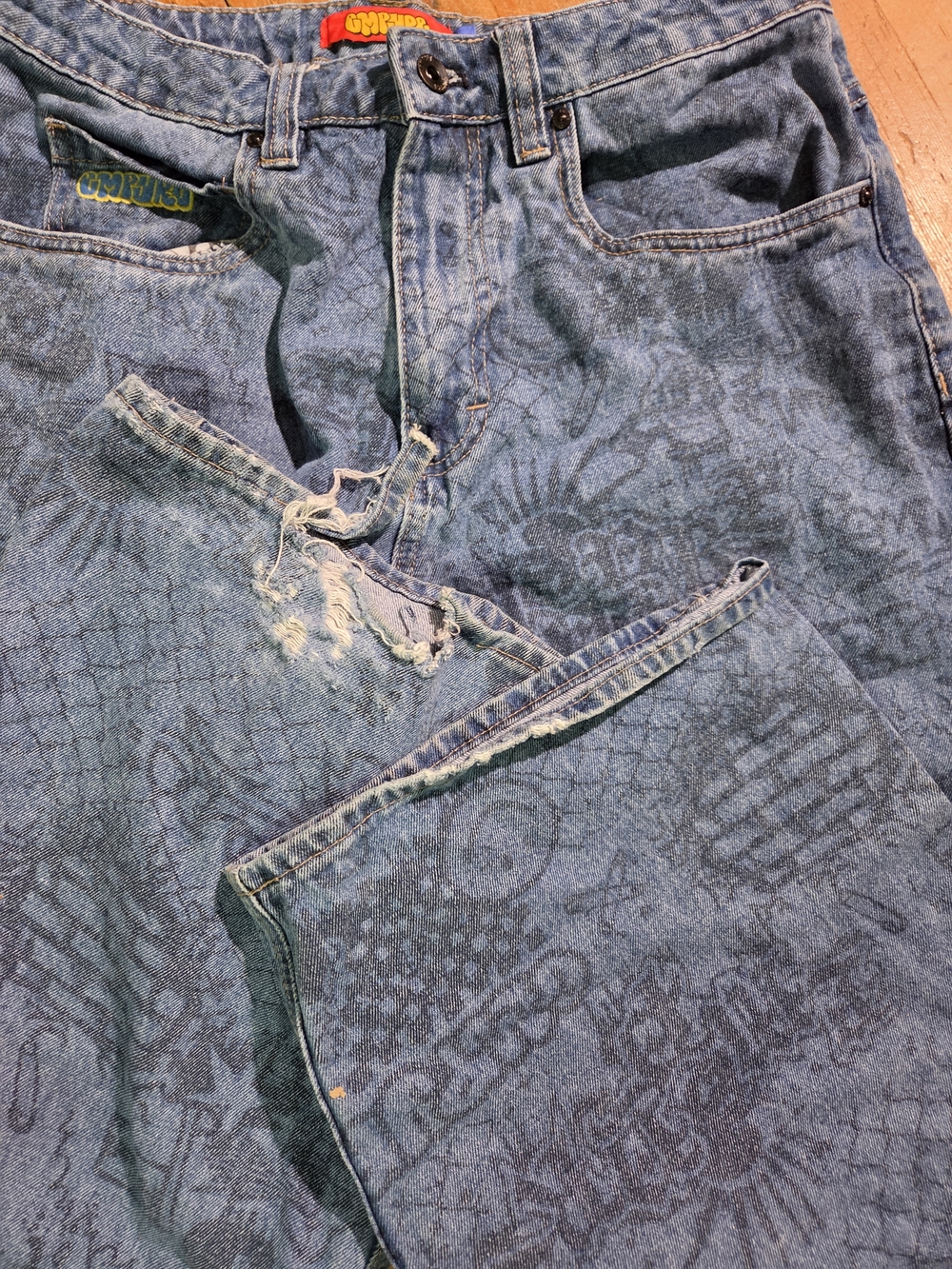 Empyre Wide Leg Printed Jeans - Size 30 - Picture 5 of 6